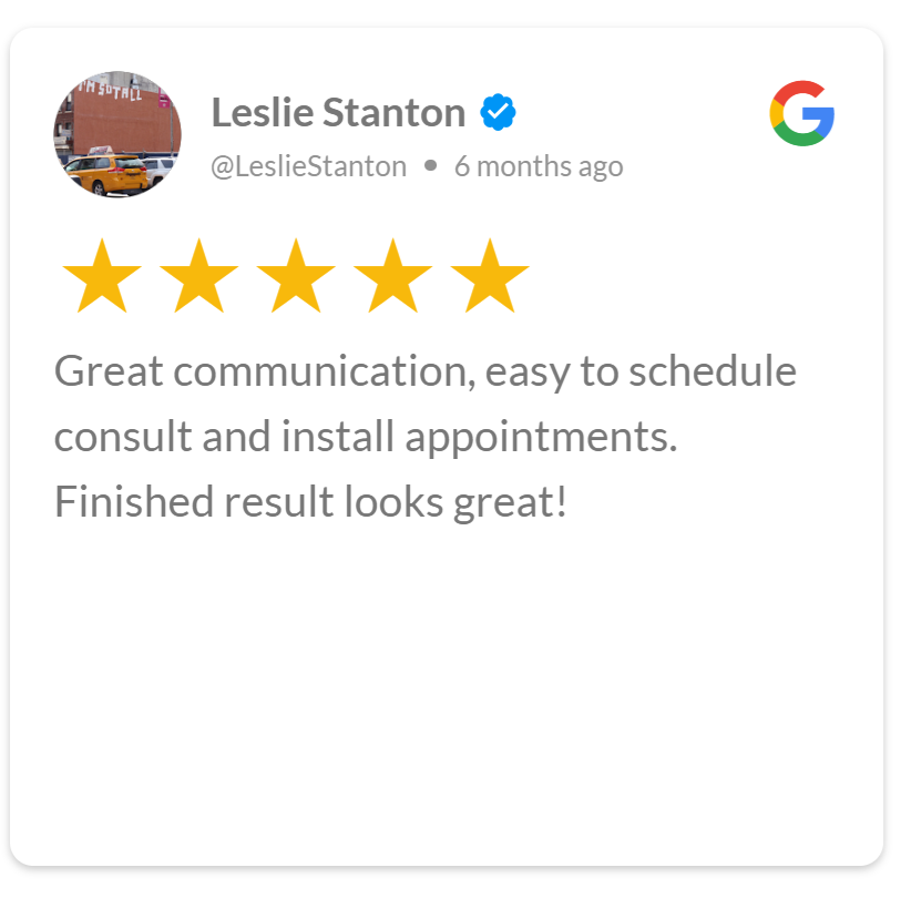 Excellent communication and easy installation scheduling. Finished flooring looks great review.